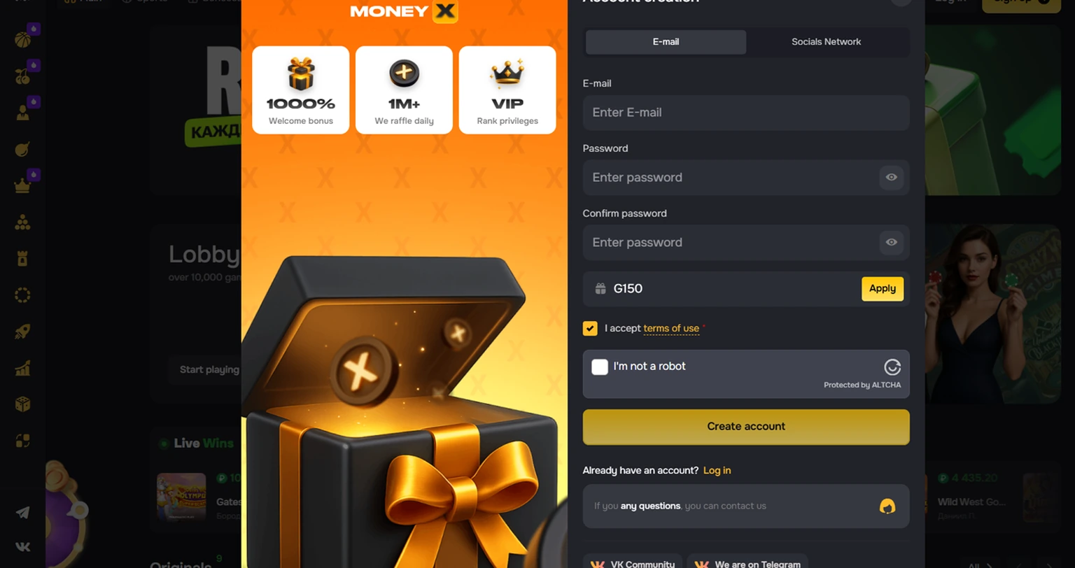 MONEY-X registration